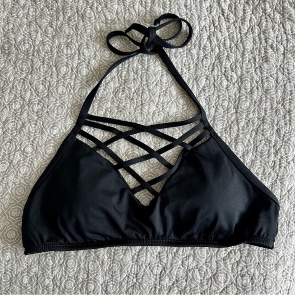 Mossimo Black Strappy Criss-cross Bikini Top Size M